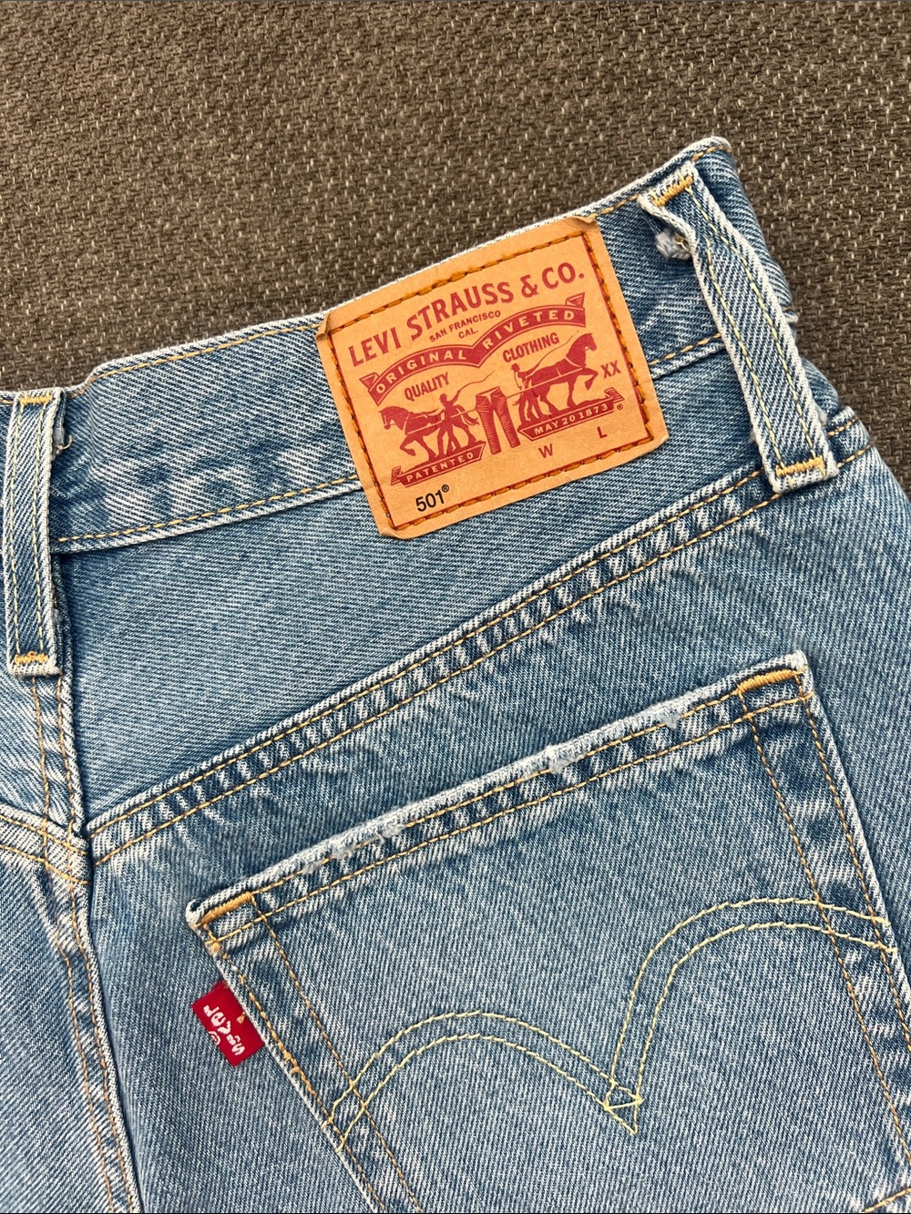 Levi's Light Blue Ripped High-Rise Denim Shorts - Picture 3 of 6